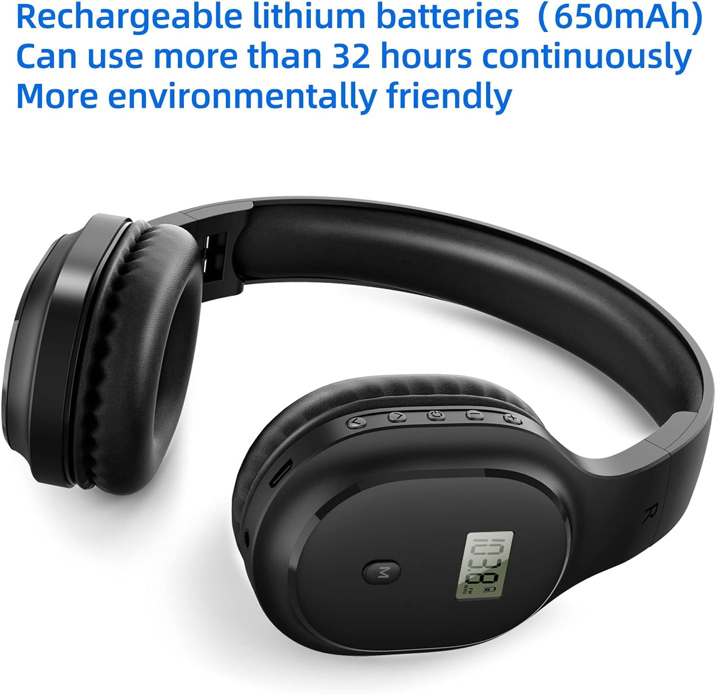 FM Radio Headphones with Bluetooth, Rechargeable Portable Headset with Built-in Microphone, Lightweight and Comfortable Ear Muffs for Jogging, Cycling