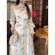 thumbnail image 2 of Mesh Vintage Long Sleeve Midi Dress Women Casual Korean V-neck Long Fairy Dresses Elegant Women's Dresses for Party 2022 AutumnXL Gao Jinjia LED, 2 of 2