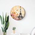 thumbnail image 4 of 12 Inch Wall Clock Battery Operated Silent Clock Decorative for Office, Kitchen, Outdoor, Living Room，Eiffel Tower Watercolor Butterfly Rose Drawing, 4 of 4