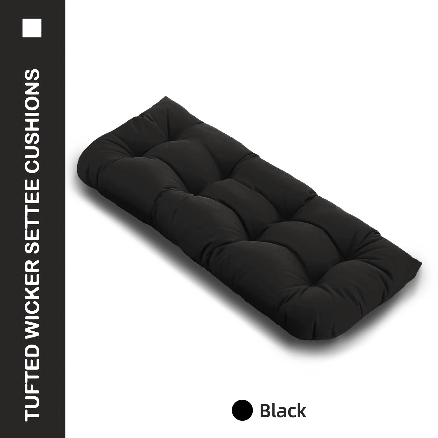 Tufted Large Wicker Loveseat Cushion, Water and Fade-Resistant , Outdoor Settee Cushion for Patio Furniture , 44” x 22" ,(1 count)