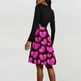 thumbnail image 4 of 2026 Valentine Dress for Women Retro Long Sleeve V-Neck Cocktail Dresses with Belt 3D Love Heart Print A-Line Dress Hot Pink 5XL, 4 of 6