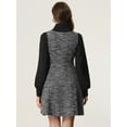 thumbnail image 4 of DARING DIVA Sleeveless Square Neck Button Plaid A-Line Tweed Dress XS Black, 4 of 6