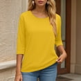 thumbnail image 6 of KPOPLK Womens 3/4 Sleeve T-Shirts Summer Tops Fall Fashion Blouses Beach Vacation Clothes Spring Tunic Trendy(XXXL,b267-Yellow), 6 of 6