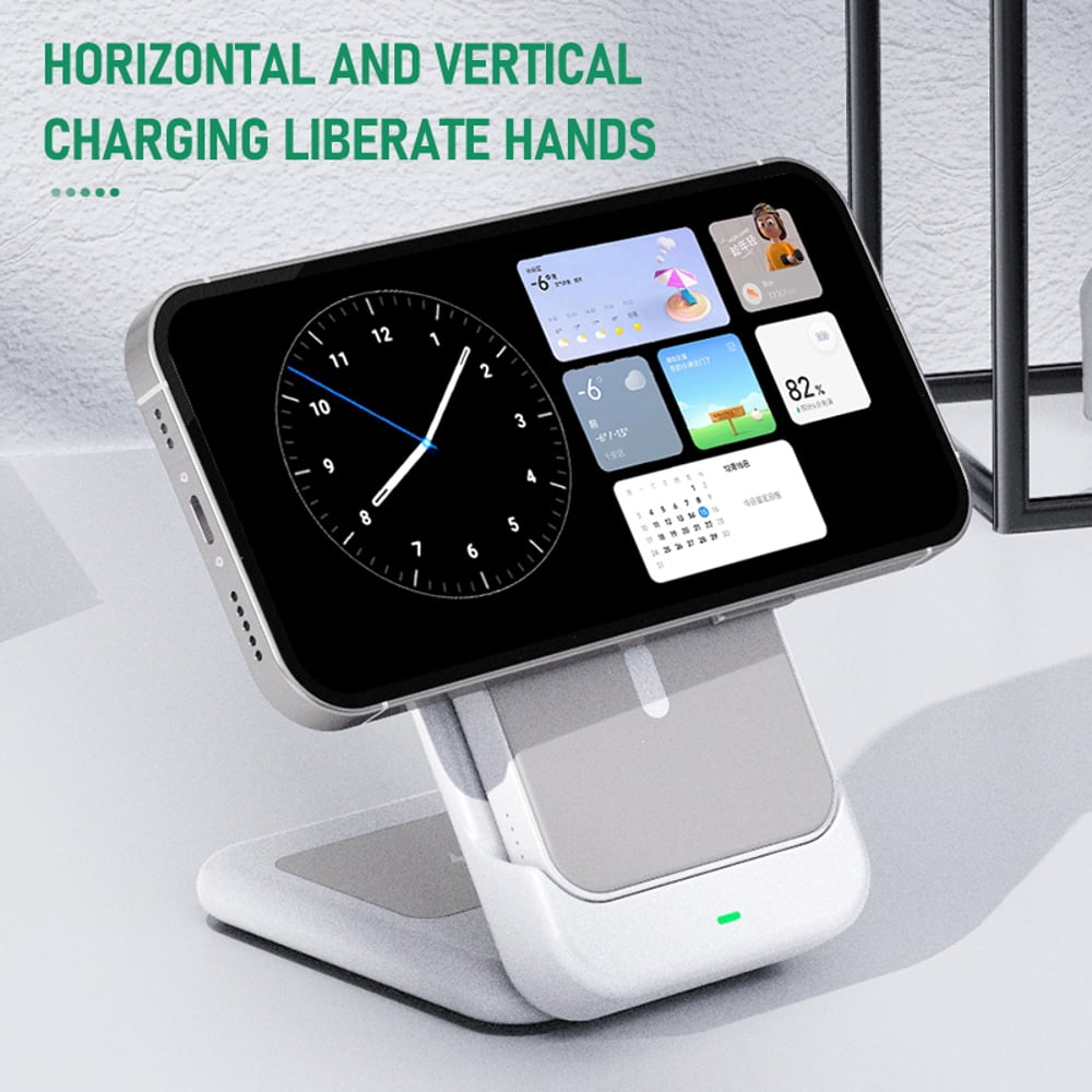 4 in 1 Wireless Charger & Power Bank for MagSafe Fast Charging Station Portable Battery for iPhone/i-Watch-White