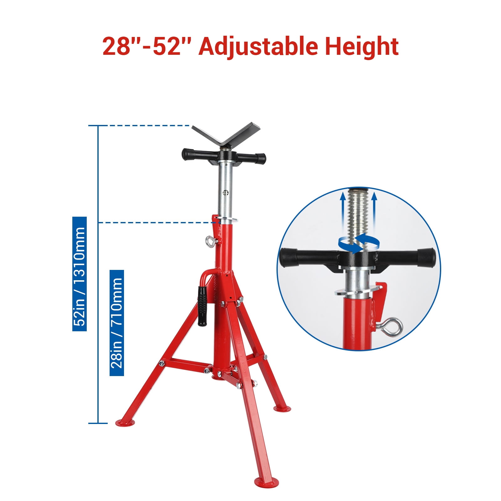 Heavy-Duty Pipe Jack Stand, 28''-52'' Adjustable Folding Pipe Stand,2500 lbs Load Capacity,Ideal for Welding,Automotive,and Construction Projects