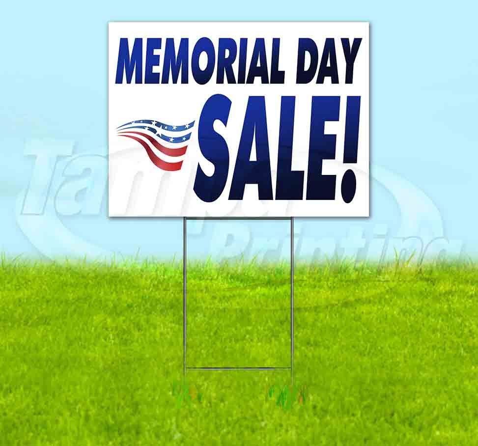 Memorial Day Sale (18" x 24") Yard Sign, Includes Metal Step Stake