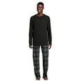 thumbnail image 2 of Hanes Men’s Slub Jersey Top and Ultra Soft Flannel Sleep Pants Set, 2-Piece, Sizes S-5XL, 2 of 5