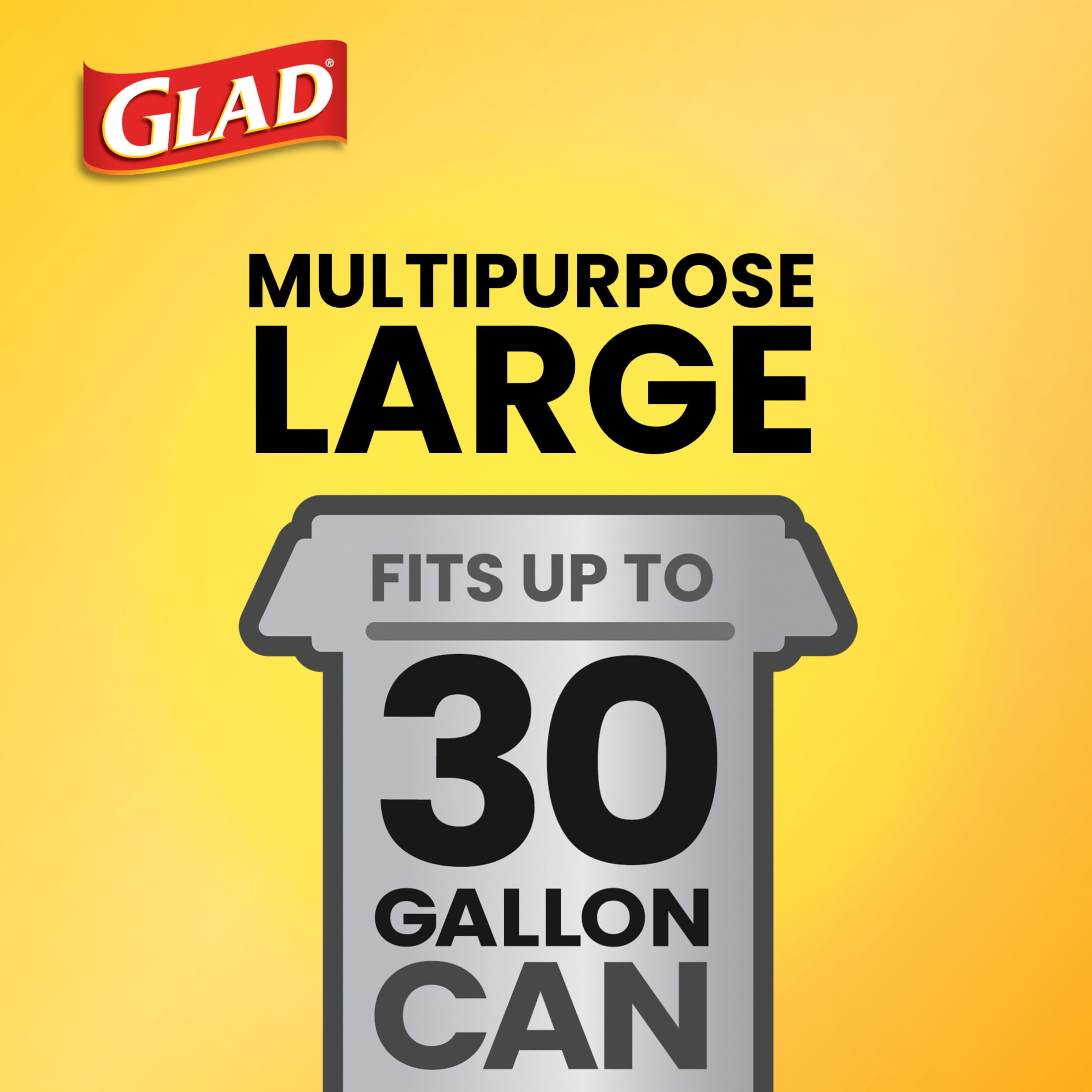 Glad 30-Gallon Quick Tie Extra Strong Heavy Duty Large Trash Bags, 40 Bags