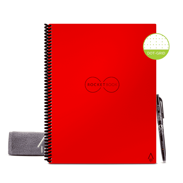 Rocketbook Core Smart Notebook, DotGrid, 32 Pages, 8.5"x11", Red