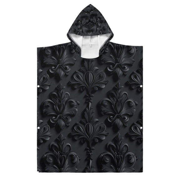 Kid Hooded Beach Towel Bath Poncho Towels Soft Absorbent Quick Dry for Boy Girl 3d Dark Black Damask S
