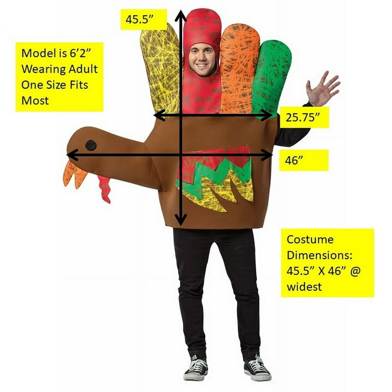 Rasta Imposta Hand Thanksgiving Turkey Costume, Men and Women's,  Multicolored, Adult One Size, 7130 