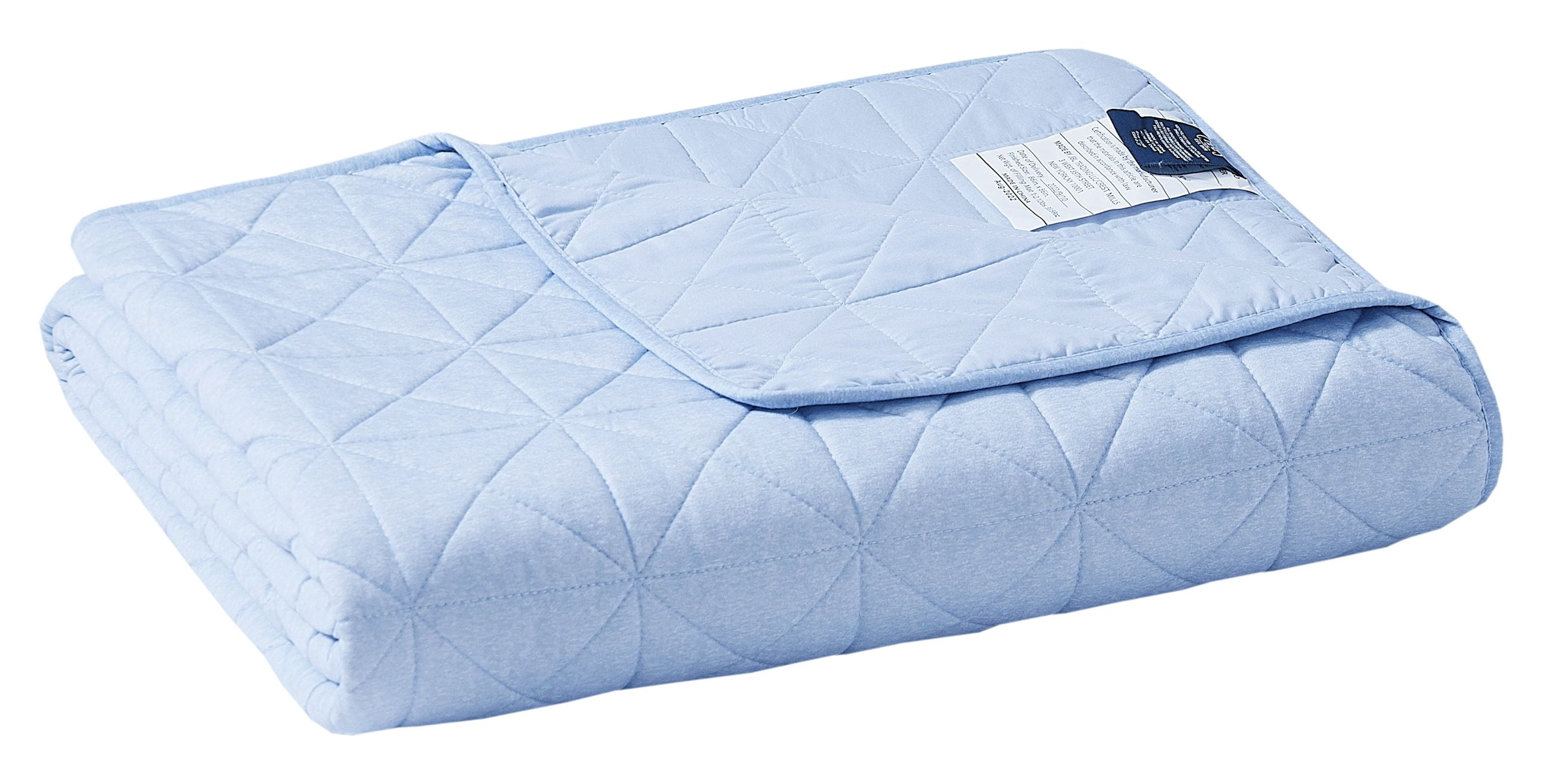 Chaps 3-Piece Jersey Knit Microfiber Quilt Set - Coverlet Comforter - Blue - Size Full/Queen