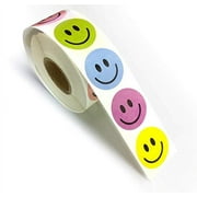 NextDayLabels - Assorted Color Happy Smiley Face Circle Dot Incentive 1 Round Stickers for Rewards, School, Home Etc., 1 Roll Per Package, 500 Labels Per Roll - 100 of Each Color