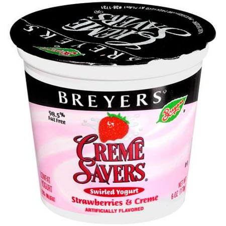 Breyers Crème Savers Strawberries and Crème Swirled Yogurt, 6 Oz.