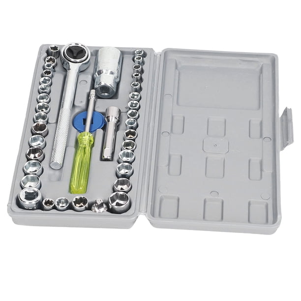 M Buder Juego de Llaves de Tubo y Llave de Carraca de 40 Piezas, Kit de Herramientas de Acero de Reparación de Automóviles y Motocicletas (24 cm / 9.45 inches)