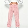 thumbnail image 2 of FAIWAD Kids Plush Pants Elastic Waist Solid Color Fleece Joggers Boys Girls Soft Warm Loungewear, 2 of 8