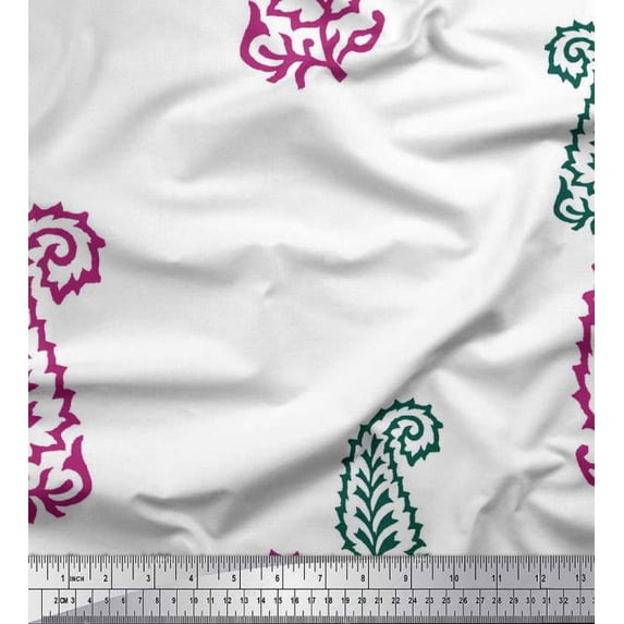 Soimoi Cotton Voile Fabric Paisley Block Printed Craft Fabric by The Yard 56 Inch Wide