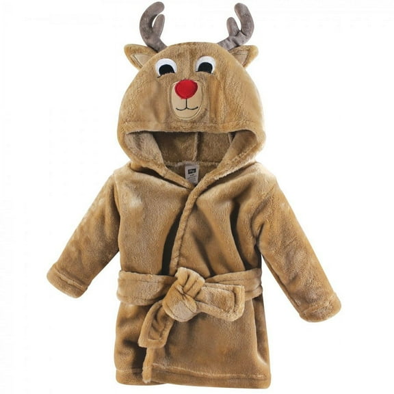 Hudson Baby Infant Boy Plush Animal Bathrobe, Boy Reindeer, 0-9 Months