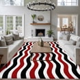 thumbnail image 4 of Abstract Waves Washable Living Room Rugs 5'x8', Red Black Water Ripple Stripes Low Pile Throw Large Area Rug Non-Slip Sturdy Edge Binding Carpet for Living Room Kitchen Office, 4 of 9