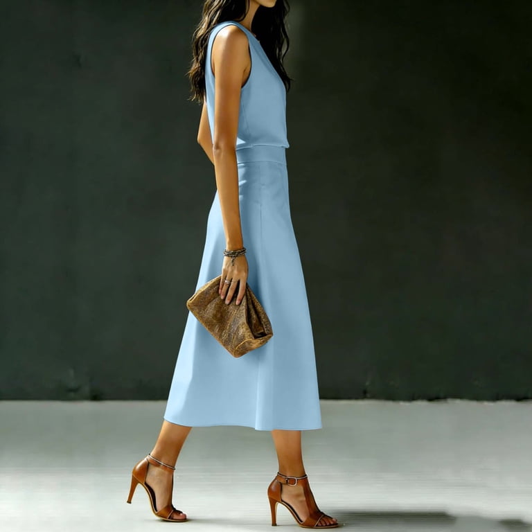 lightweight summer midi dresses Casual Dresses for Women Square Neck Short Sleeve Tiered Midi Dress Lightweight Summer Beach Sundresses