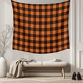 thumbnail image 5 of Black Orange Plaid Tapestry for Bedroom Wall Hanging Tapestry, Farmhouse Buffalo Check Gingham Ceiling Backdrop Tapestries Poster Blanket Wall Decor for Teens Room Living Room Dorm 55" x 73", 5 of 8