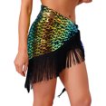 thumbnail image 4 of HULIJA Women's Belly Dance Hip Scarf Glittery Sequin Fringe Triangle Short Skirt Latin Jazz Dance Skirts Gradient Green One Size, 4 of 6