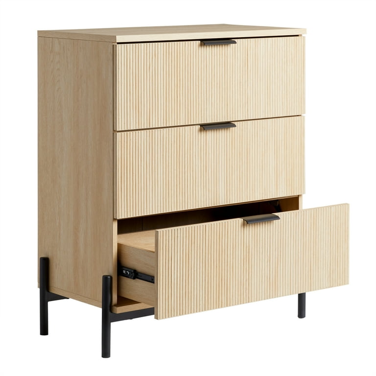 未使用　Drawer 今季　トップス Walker Edison 3-Drawer Chest with Reeded Drawer Fronts, Coastal