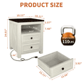 thumbnail image 2 of Farmhouse Nightstand with Charging Station, 18" Bedside Table with Drawer & Storage Cabinet, White End Table, Set of 1, 2 of 8