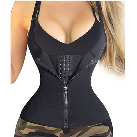 

WGOUP Zipper Sweat Sauna Body Shaper Women Slimming Vest Waist Trainer Black/L Black(Buy 2 Get 1 Free)