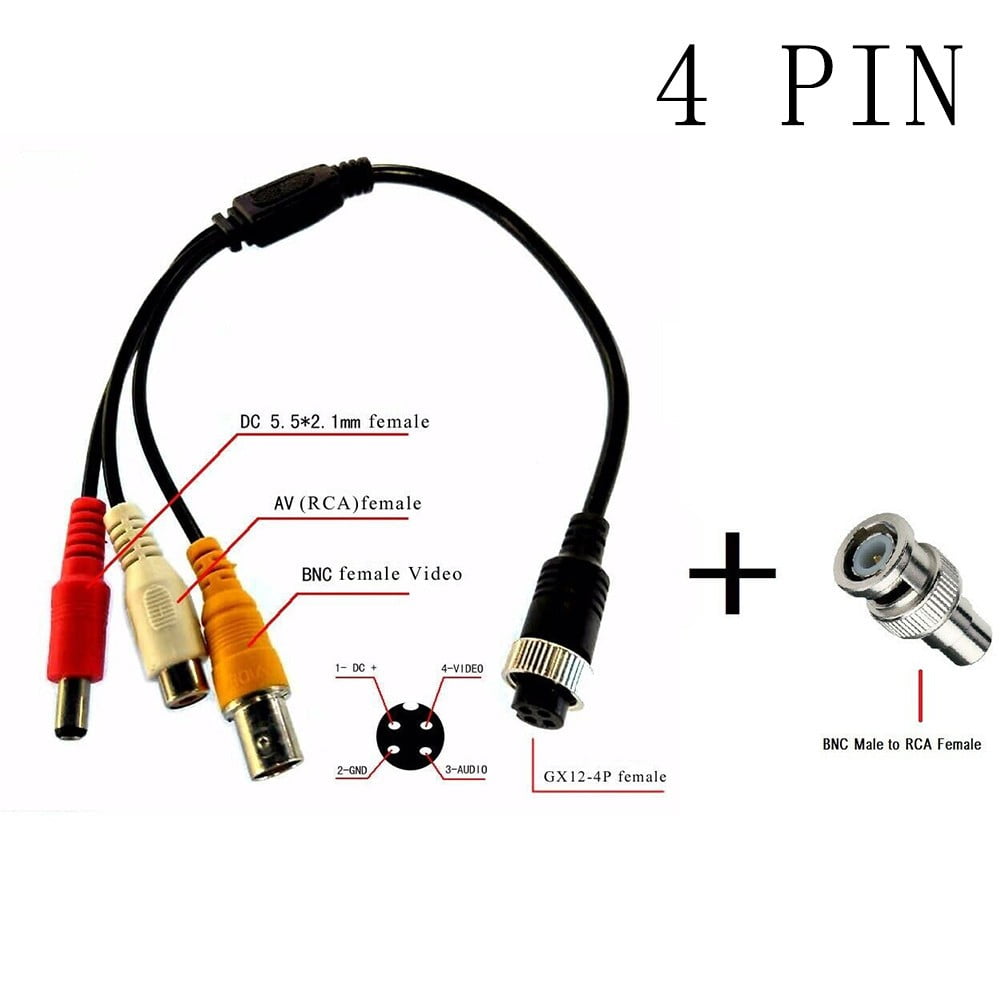 4 pcs CCTV Microphone Security Camera RCA Audio Mic DC Power& Cable  White Color 