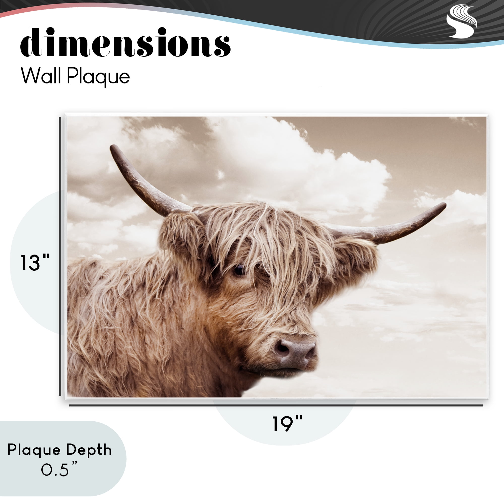Stupell Industries Shaggy Highland Cow & Clouds Wall Plaque Art, design by CAD Designs