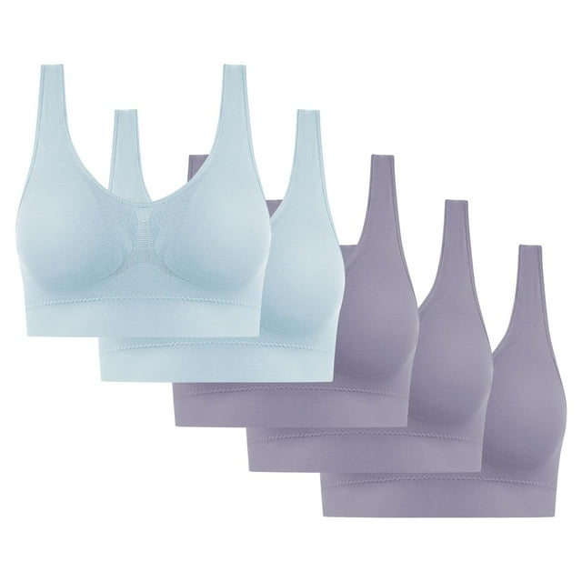 5PC Women's High Impact Sports Bra - Seamless Wireless Support | Comfortable Workout Bralette with Pad Insert Slots