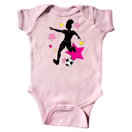 

Inktastic Girl Playing Soccer- Pink and Yellow Stars Gift Baby Girl Bodysuit