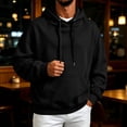 thumbnail image 5 of Oversized Loose Fit Pullover Hoodie For Men Thick Thermal Fleece Drawstring Hood Kangaroo Pocket Multi Solid Tone Autumn Winter Street Sweatshirt, 5 of 8