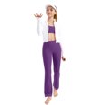 thumbnail image 6 of Lenpel Girls' Yoga Pants Toddler High Waisted Straight Leg Comfy Lounge Pants Athletic Workout Trousers 2-13 Y, 6 of 7
