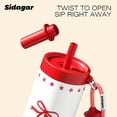 thumbnail image 4 of Sidagar 24 oz Ceramic Lined Insulated Water Bottle with Straw and Carry Strap, Cherry Red, 4 of 9