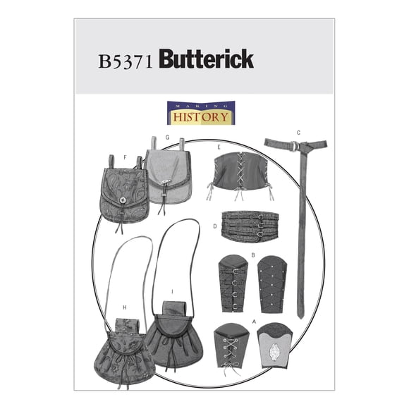 BUTTERICK PATTERNS B5371 Muñequeras para mujer/hombre, cinturón de corsé y bolsas, talla XM (SML-MED-LRG)