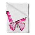 thumbnail image 2 of Watercolor Soft Flannel Fleece Throw Blanket, Butterflies Spring Season Nature Wildlife Insects Vintage, Cozy Plush for Indoor and Outdoor Use, 60" x 80", Pink Baby Blue and Black, by Ambesonne, 2 of 5