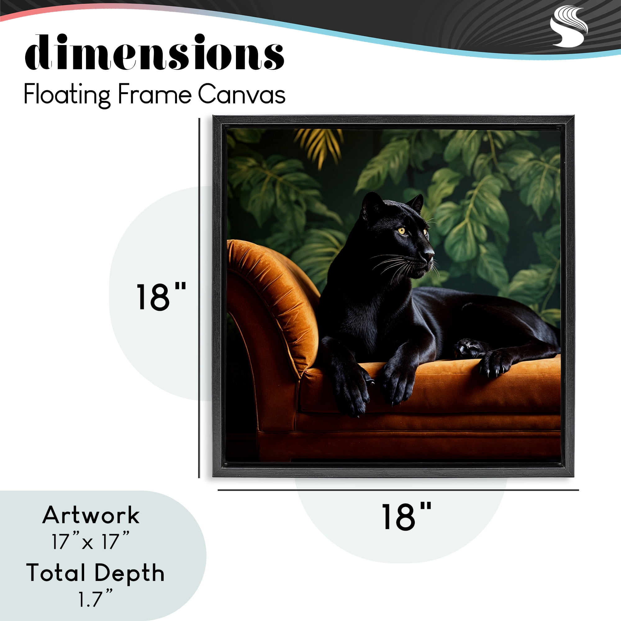 Majestic Panther on Chaise Black Framed Floater Canvas Wall Art, design by Lettered and Lined