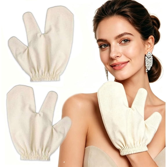 Raw Silk Dry Brushing Gloves, Raw Silk Gloves Dry Brushing, 2 Finger Design Glove Massage(2pcs)Q