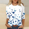 thumbnail image 2 of gakvbuo Valentine Day Shirt for Women Trendy 3/4 Sleeve Tunic Tops Cute Graphic Tees Round Neck Casual Funny Shirts Tops Blouse, 2 of 5