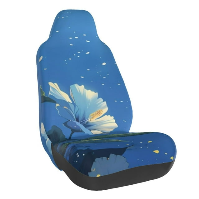 Wukai Hibiscus Flowers Calm Water Full Set Car Seat Covers with Soft Padding Universal Auto Front Seats Protector and Cushion Mat