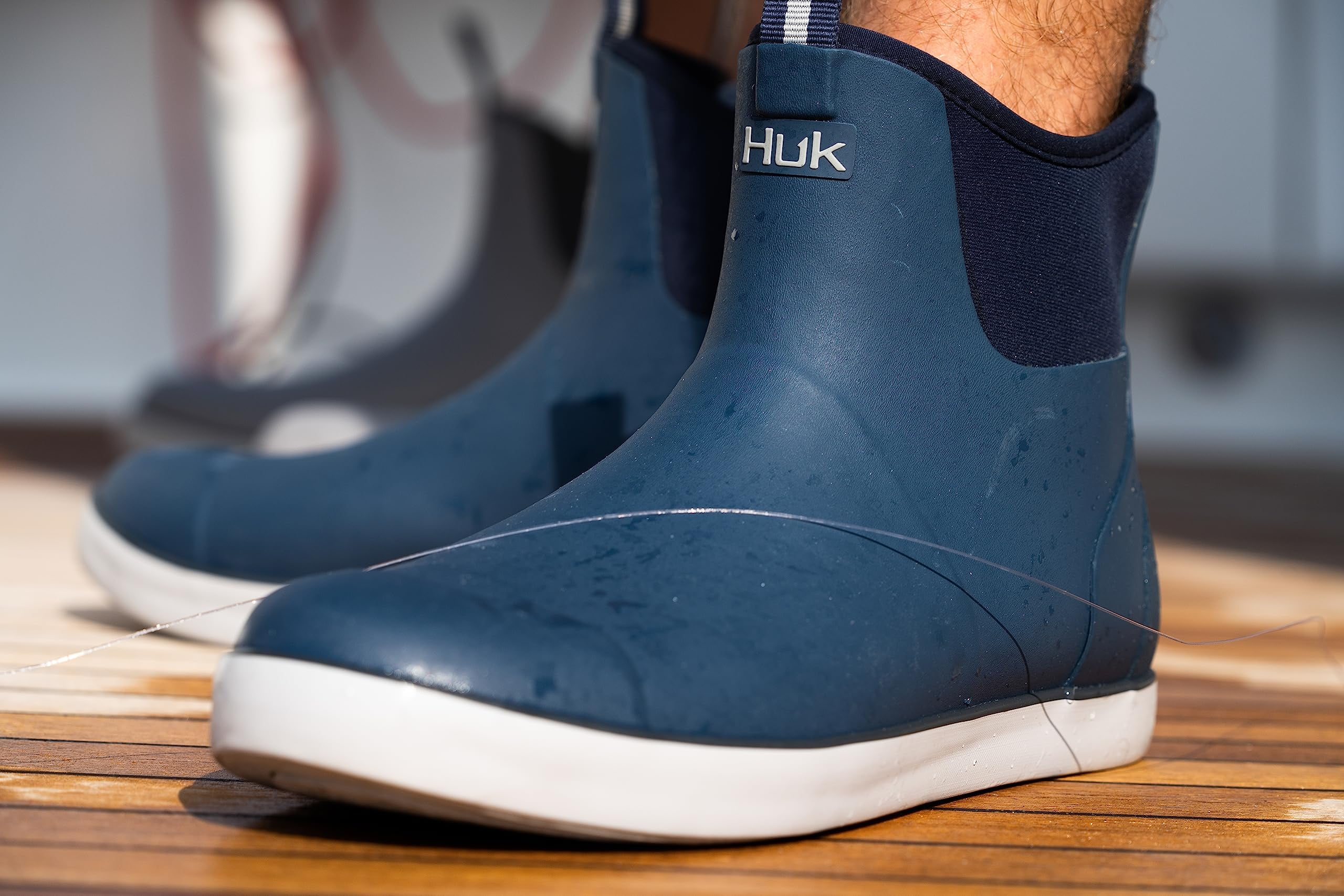HUK Men's Rogue Wave Shoe, High-Performance Fishing & Deck Boot Rain (Solid  - White, 9)