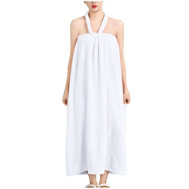 Wensltd Women's Solid Color Sleeveless Plush Home Bathrobe Soft Lightweight Style for Daily