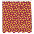 thumbnail image 3 of Mexican Shower Curtain, Ethnic Latin Dish Local Yummiest from South America Cook Restaurant Theme, Fabric Bathroom Set with Hooks, 69W X 84L Inches Extra Long, Dark Magenta Mustard, by Ambesonne, 3 of 3