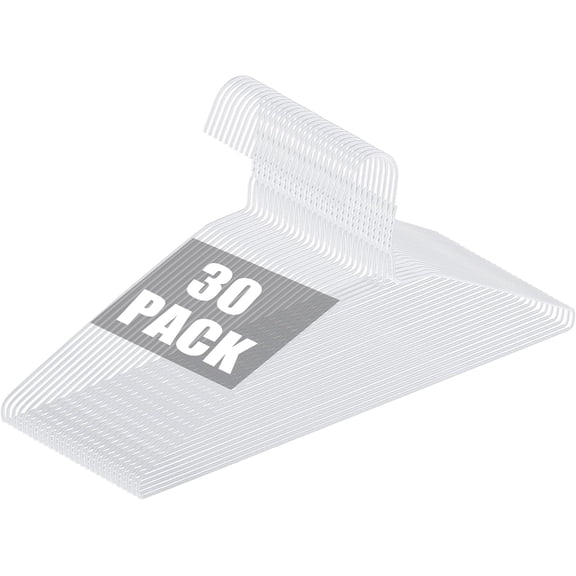 CERPXFF-30 Pack Metal Wire Hangers Bulk 15.9 Inch 13Guage Dry Cleaner Hangers Thin Space Saving Suit Holder for Home Clothing (30, White)