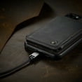 thumbnail image 4 of CaseMe Back case Card Slot Retro Matte Synthetic Leather Wallet Zipper Stand Cover for iPhone 13 (Black), 4 of 9