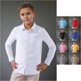 thumbnail image 2 of VOUZZA Kids Dress Shirt Long Sleeve Solid Button Down Collar Shirt Boys Girls School Uniform Formal Wedding Oxford Shirts, Size 3T-12 Years, 2 of 3