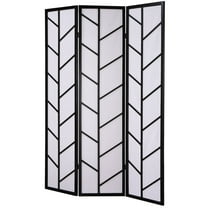Roundhill Furniture Paper and Wood 3-Panel Climbing Screen Room Divider in Black