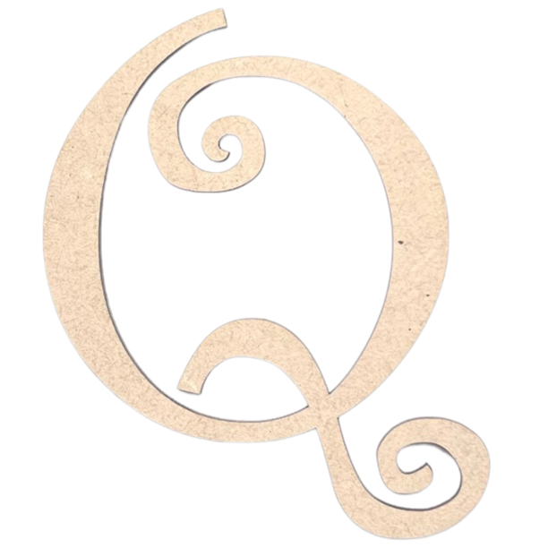 Krafty Supply 4" Tall MDF Letter Q 1/4" MDF CurlzWooden Letter